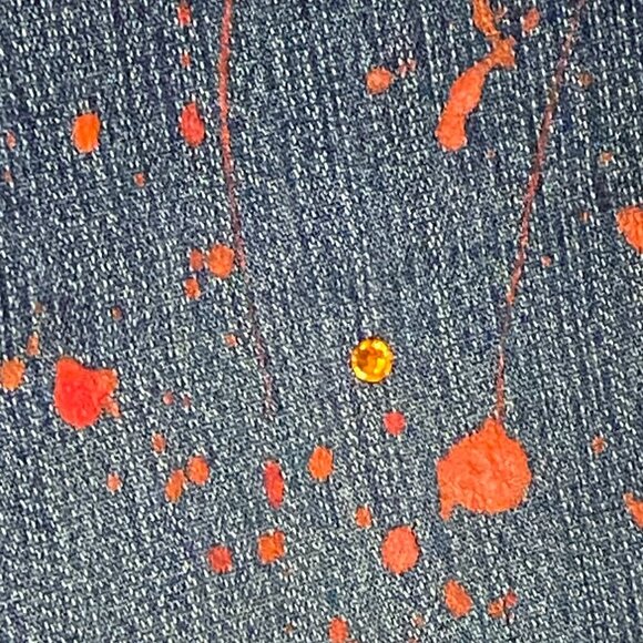 UNIONBAY stretch Blue Jeans Hand Splattered Fabric Paint & Rhinestones Size 5 - Picture 11 of 11